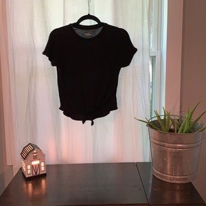 Girls black tie front summer  tee. Medium 8/10